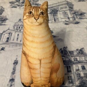 1997 Vintage Orange Tabby Cat Weighted Plush Door Stop By Leslie Ivory